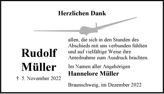 Traueranzeige von Rudolf Müller von Braunschweiger Zeitung