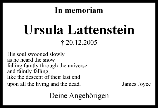 Traueranzeige von Ursula Lattenstein von Braunschweiger Zeitung