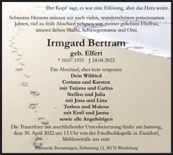 Traueranzeige von Irmgard Bertram von Braunschweiger Zeitung