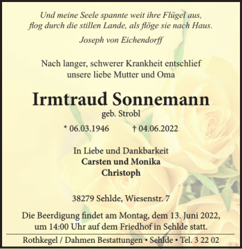 Traueranzeige von Irmtraud Sonnemann von Salzgitter Zeitung