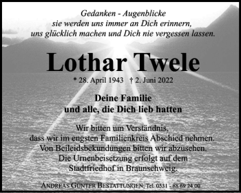 Traueranzeige von Lothar Twele von Braunschweiger Zeitung