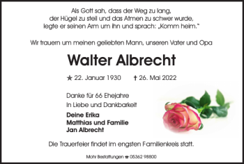 Traueranzeige von Walter Albrecht von Wolfsburger Nachrichten