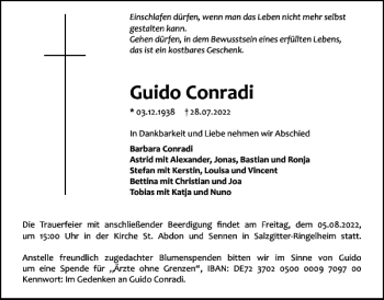 Traueranzeige von Guido Conradi von Salzgitter Zeitung