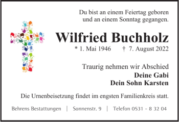 Traueranzeige von Wilfried Buchholz von Braunschweiger Zeitung