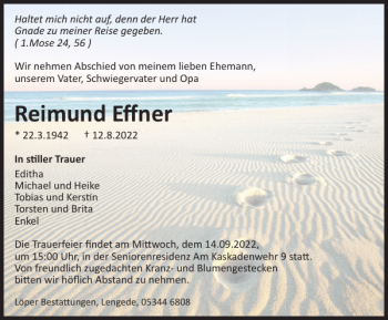 Traueranzeige von Reimund Effner von Peiner Nachrichten