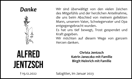 Traueranzeige von Alfred Jentzsch von Salzgitter-Zeitung