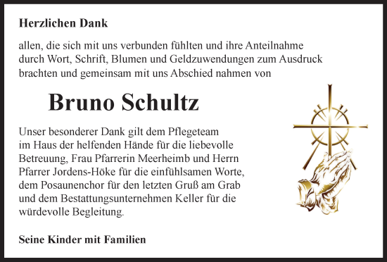 Traueranzeige von Bruno Schultz von Helmstedter Nachrichten