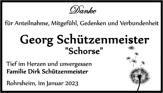 Traueranzeige von Georg Schützenmeister von Wolfenbütteler Zeitung