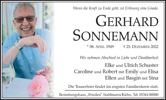 Traueranzeige von Gerhard Sonnemann von Salzgitter-Zeitung