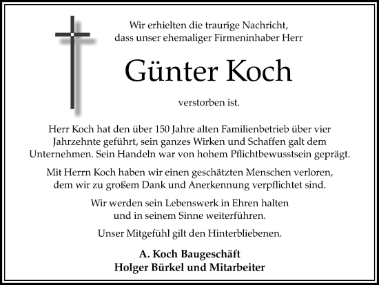 Traueranzeige von Günter Koch von Salzgitter-Zeitung