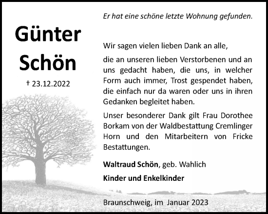 Traueranzeige von Günter Schön von Braunschweiger Zeitung