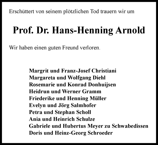 Traueranzeige von Hans-Henning Arnold von Braunschweiger Zeitung