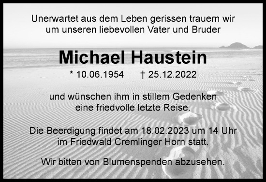 Traueranzeige von Michael Haustein von Braunschweiger Zeitung