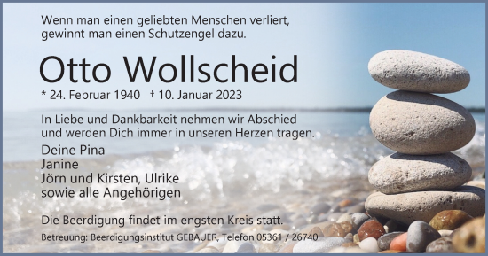 Traueranzeige von Otto Wollscheid von Wolfsburger Nachrichten