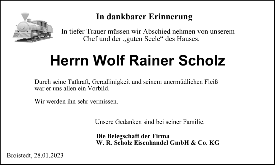 Traueranzeige von Wolf Rainer Scholz von Salzgitter-Zeitung