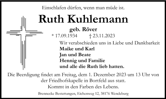 Traueranzeige von Krysta Eichholz von Braunschweiger Zeitung