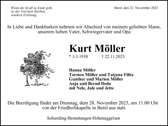 Traueranzeige von Kurt Möller von Salzgitter-Zeitung