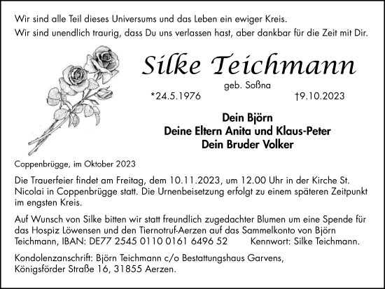 Traueranzeige von Silke Teichmann von Braunschweiger Zeitung