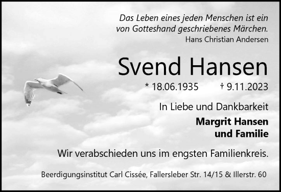 Traueranzeige von Svend Hansen von Braunschweiger Zeitung