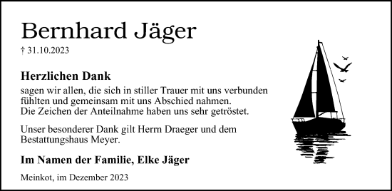 Traueranzeige von Bernhard Jäger von Wolfsburger Nachrichten