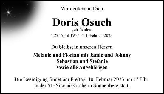 Traueranzeige von Doris Osuch von Braunschweiger Zeitung