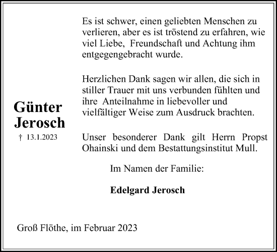Traueranzeige von Günter Jerosch von Salzgitter-Zeitung