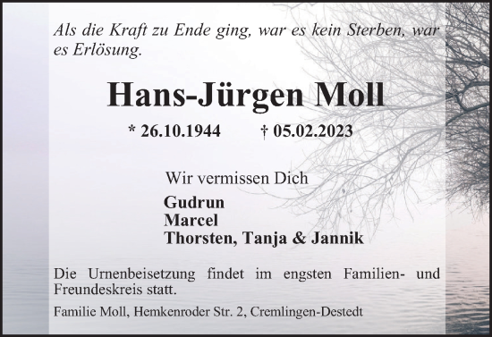 Traueranzeige von Hans-Jürgen Moll von Braunschweiger Zeitung