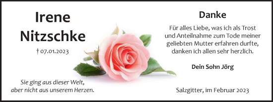 Traueranzeige von Irene Nitzschke von Salzgitter-Zeitung