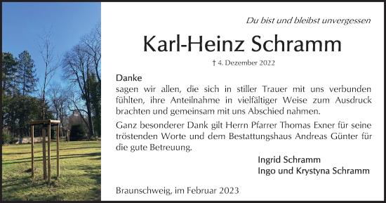Traueranzeige von Karl-Heinz Schramm von Braunschweiger Zeitung