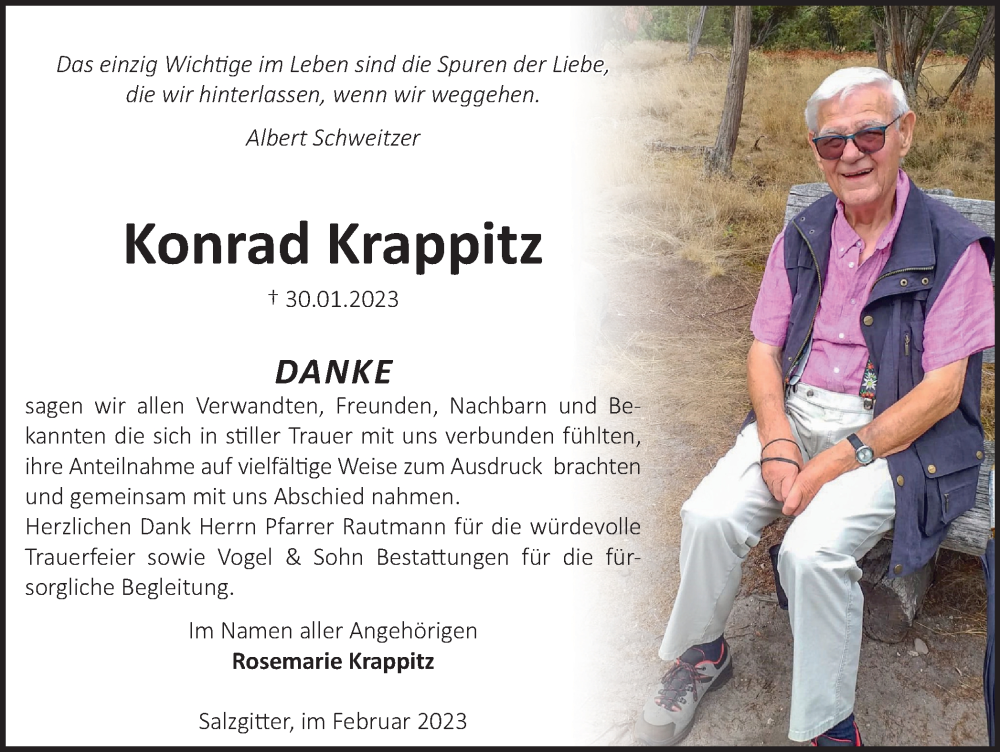  Traueranzeige für Konrad Krappitz vom 25.02.2023 aus Salzgitter-Zeitung