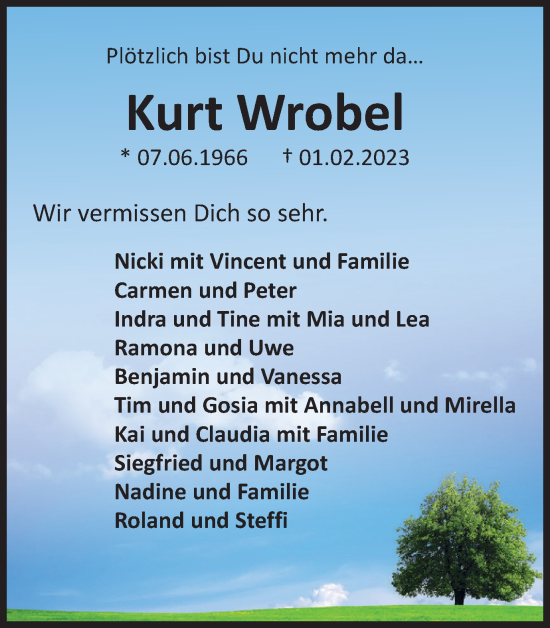 Traueranzeige von Kurt Wrobel von Braunschweiger Zeitung