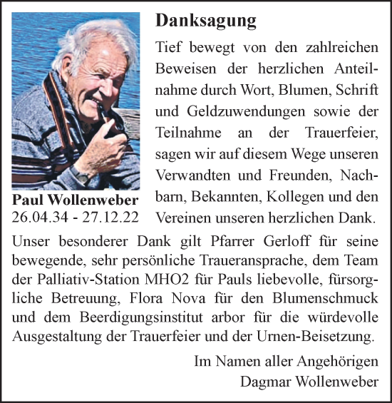 Traueranzeige von Paul Wollenweber von Braunschweiger Zeitung
