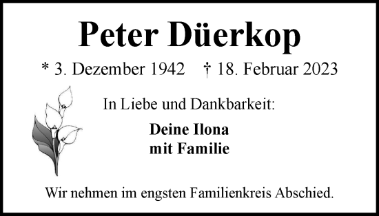 Traueranzeige von Peter Düerkop von Braunschweiger Zeitung