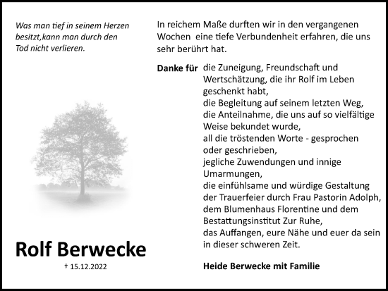 Traueranzeige von Rolf Berwecke von Braunschweiger Zeitung
