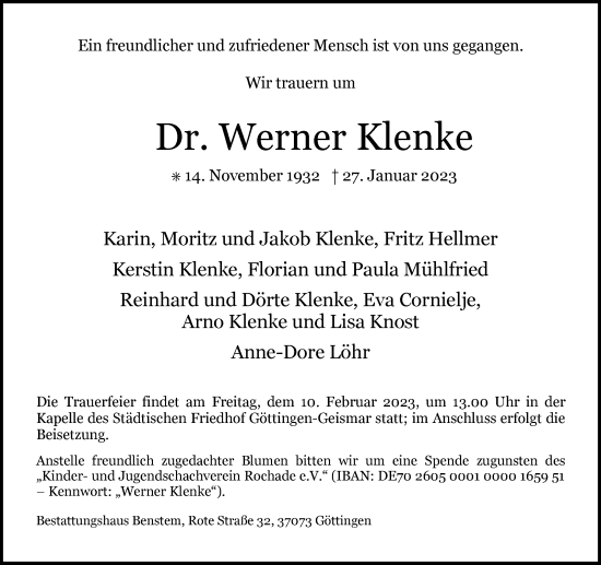 Traueranzeige von Werner Klenke von Braunschweiger Zeitung