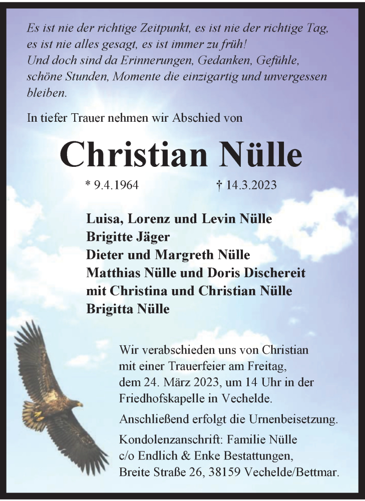  Traueranzeige für Christian Nülle vom 18.03.2023 aus Braunschweiger Zeitung