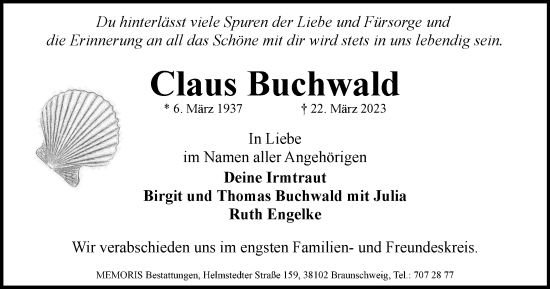 Traueranzeige von Claus Buchwald von Braunschweiger Zeitung
