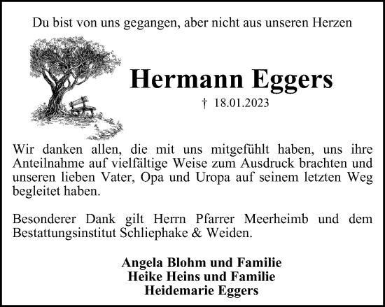 Traueranzeige von Hermann Eggers von Helmstedter Nachrichten
