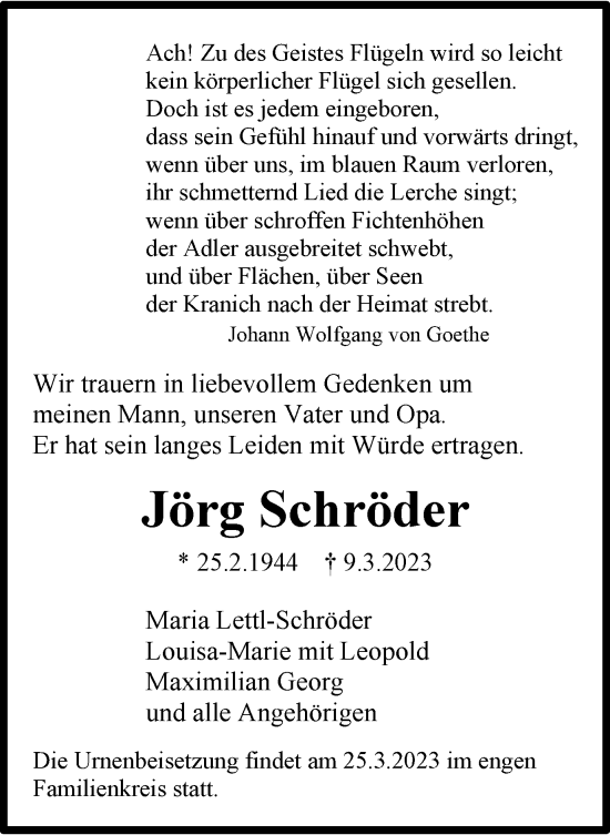 Traueranzeige von Jörg Schröder von Helmstedter Nachrichten