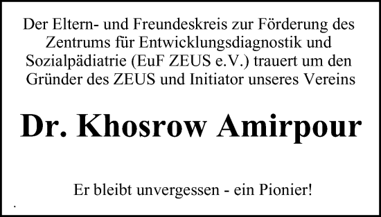 Traueranzeige von Khosrow Amirpour von Wolfsburger Nachrichten