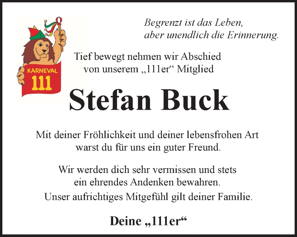  Traueranzeige für Stefan Buck vom 25.03.2023 aus Braunschweiger Zeitung