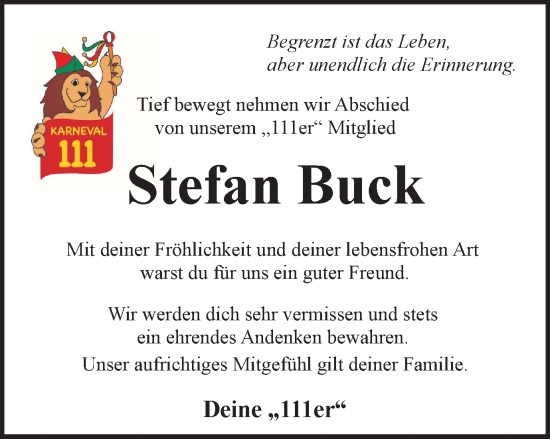 Traueranzeige von Stefan Buck von Braunschweiger Zeitung