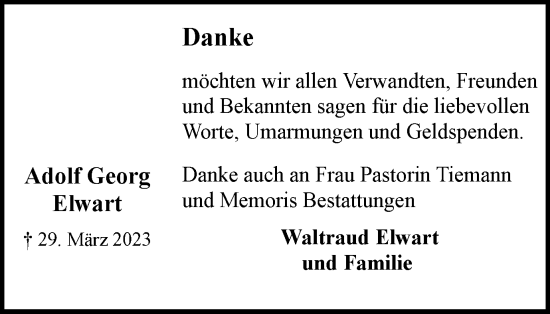 Traueranzeige von Adolf Georg Elwart von Braunschweiger Zeitung