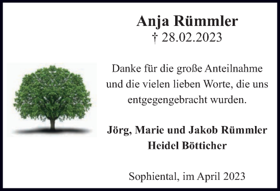 Traueranzeige von Anja Rümmler von Braunschweiger Zeitung