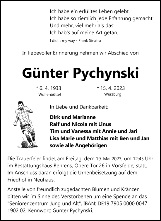 Traueranzeige von Günter Pychynski von Wolfsburger Nachrichten