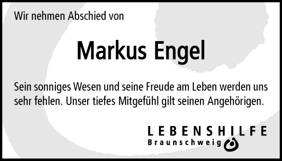 Traueranzeige von Markus Engel von Braunschweiger Zeitung