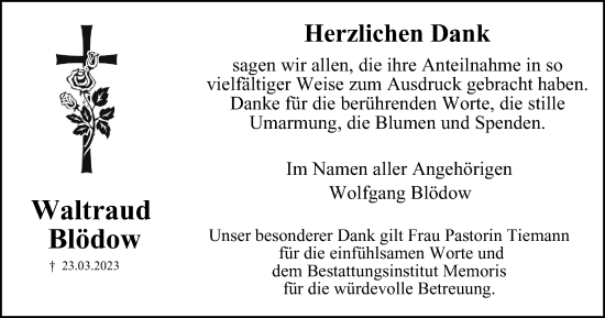 Traueranzeige von Waltraud Blödow von Braunschweiger Zeitung