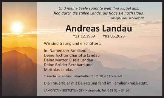 Traueranzeige von Andreas Landau von Braunschweiger Zeitung