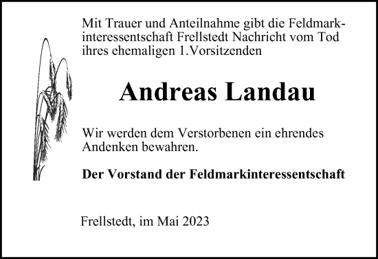Traueranzeige von Andreas Landau von Helmstedter Nachrichten