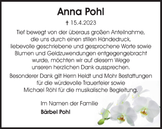Traueranzeige von Anna Pohl von Wolfsburger Nachrichten